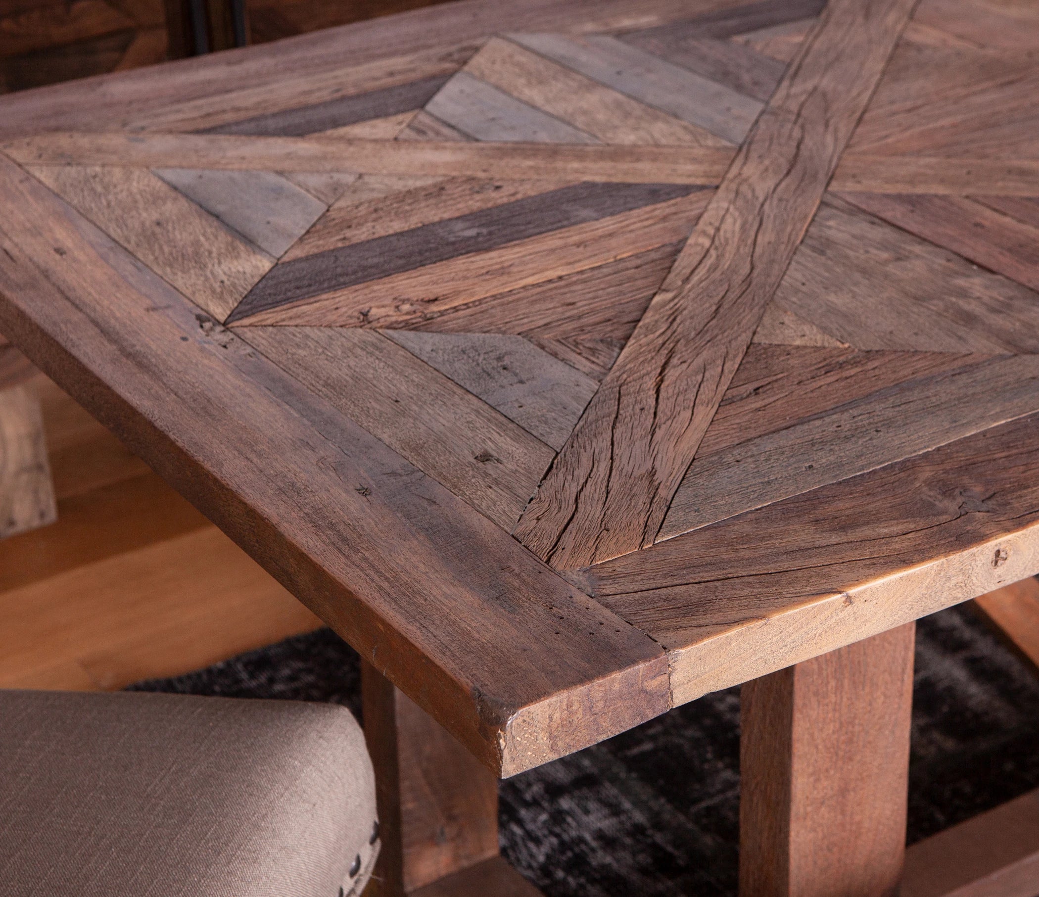 Rustic, Modern Farmhouse dining table - acacia and neem woods
