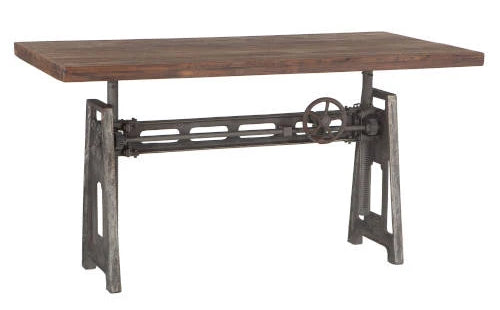 Artezia Recycled Teak Industrial Crank Desk