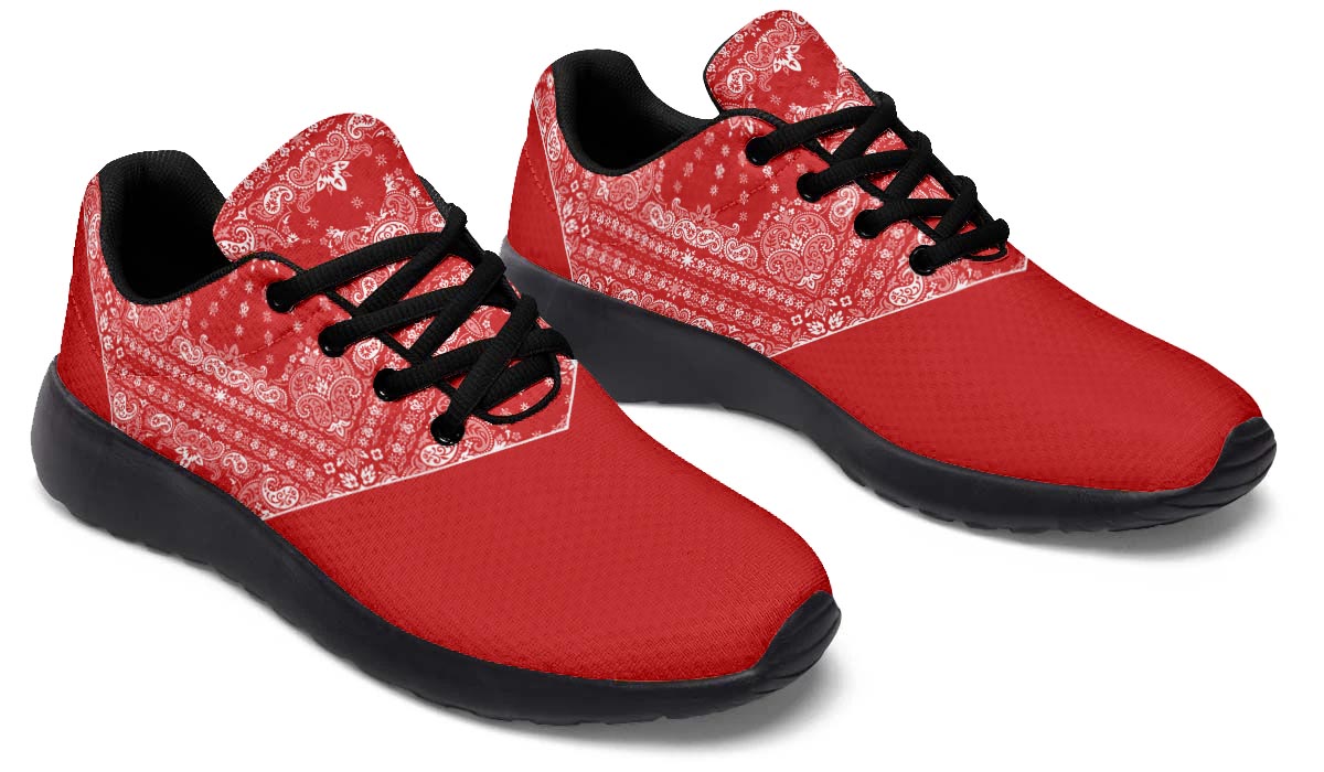 Red Bandana Print Pattern Sneakers – CustomKiks.com