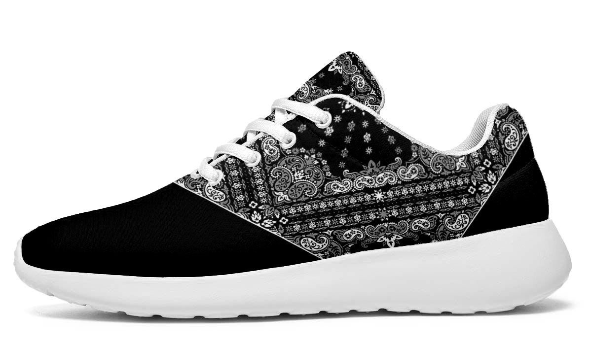 Black & White Bandana Print Pattern Sneakers – CustomKiks.com