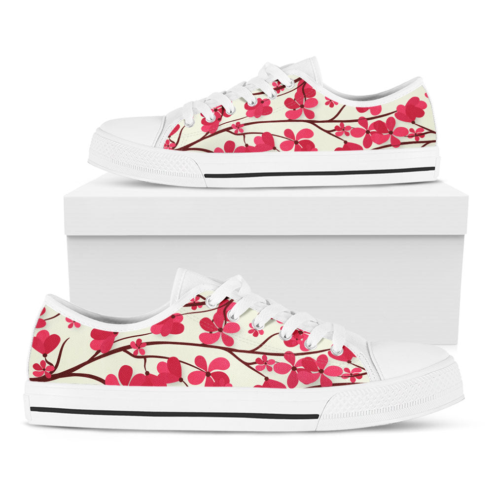 Cherry Blossom Pattern Shoes - Low Tops Custom Canvas Sneakers ...