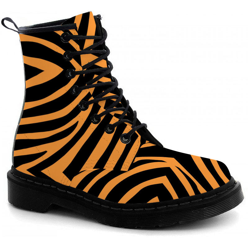 Tiger Stripes Leather Boots - Animal 