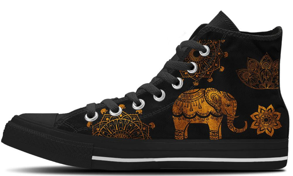 Indian Elephant Design Shoes -High Tops Custom Canvas Sneakers ...