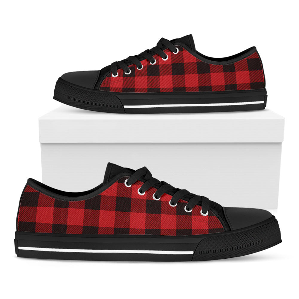 red and black plaid shoes