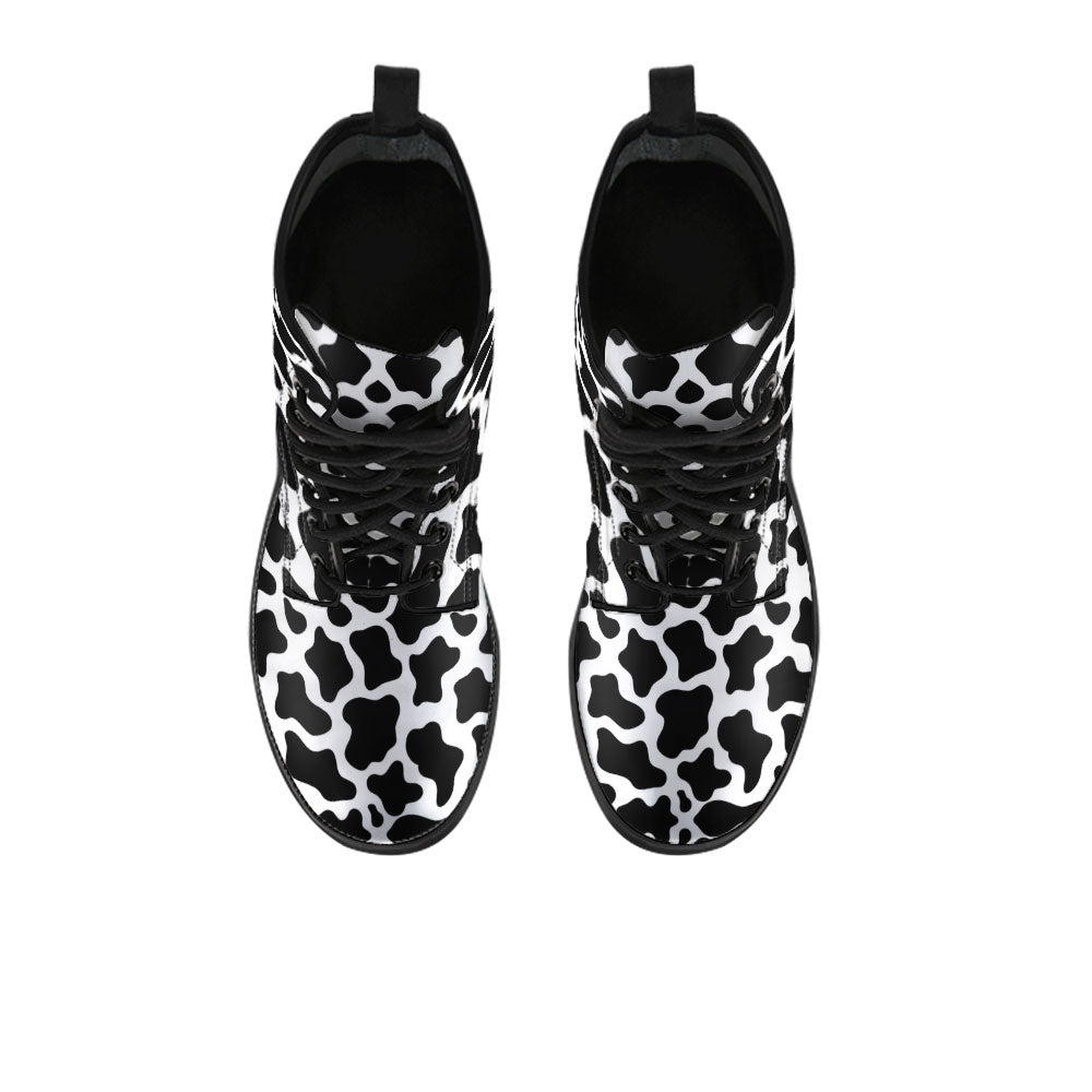 black and white leopard print boots