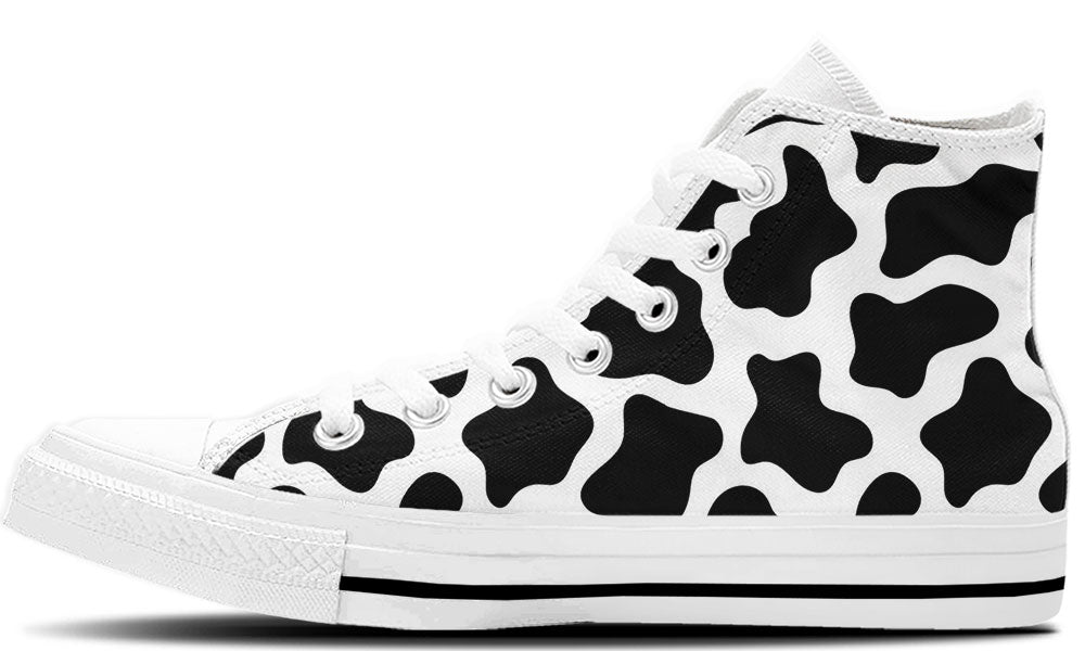 Cow Print Black and White Shoes - Animal Print High Top Sneakers ...