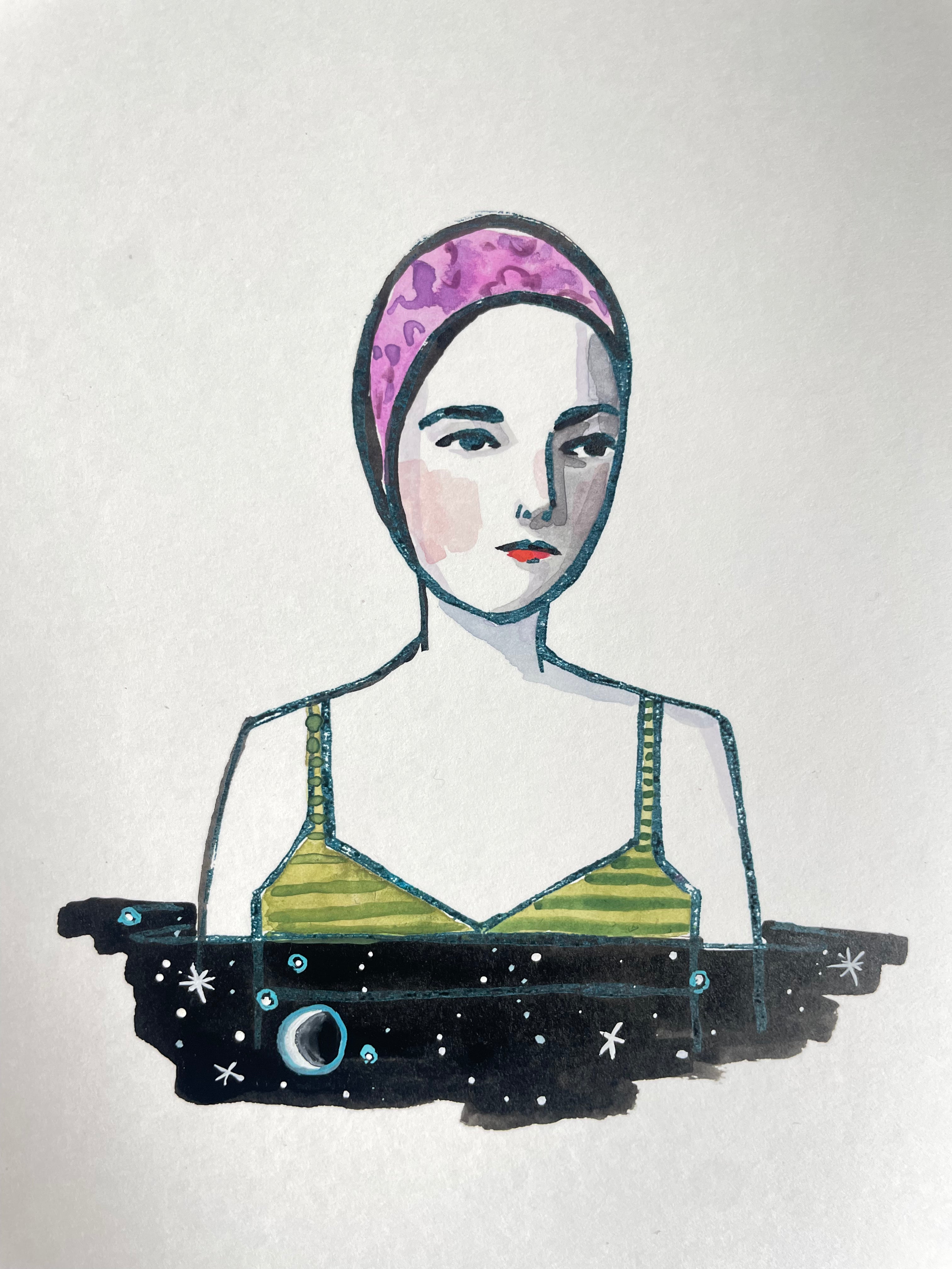 She swam in a ocean of night
