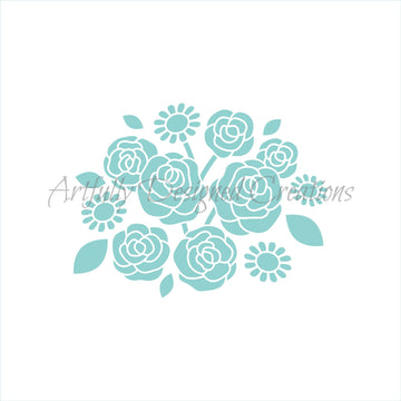 Cabbage Rose Craft Stencil 5.5 X 5.5