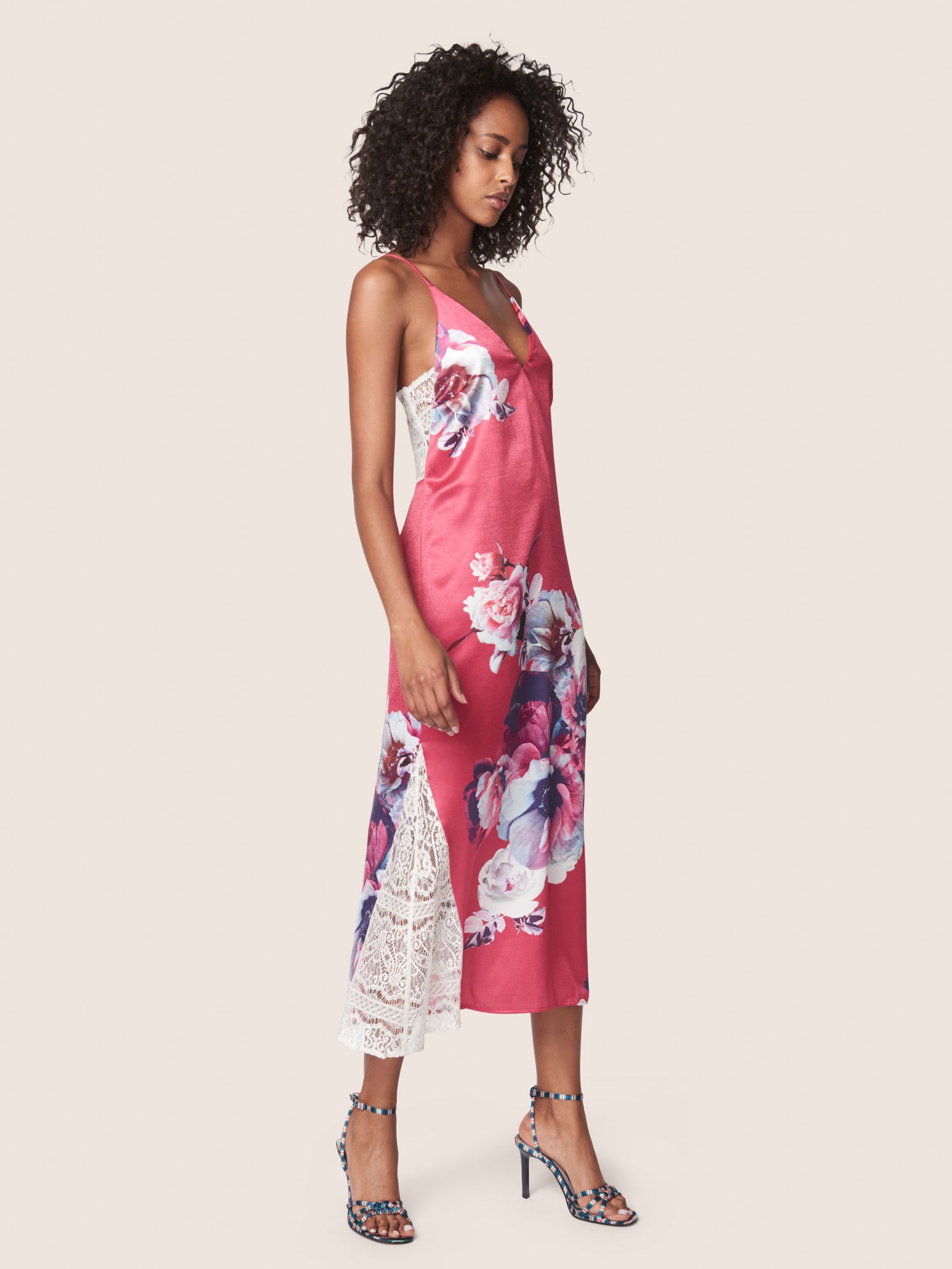 satin floral gown