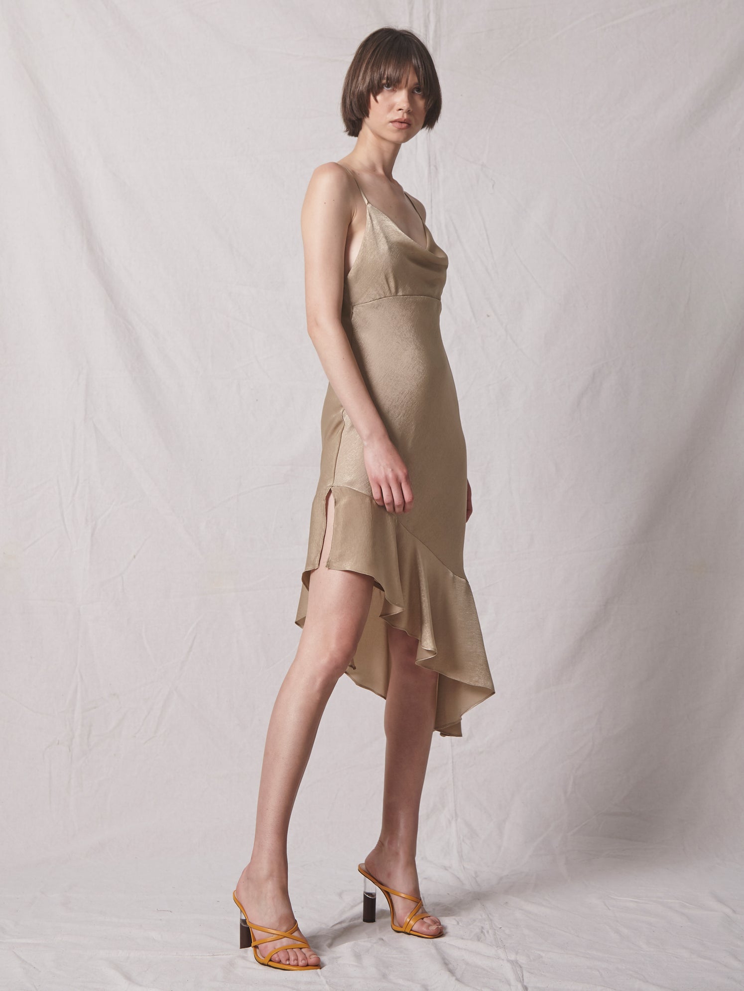 asymmetrical slip dress