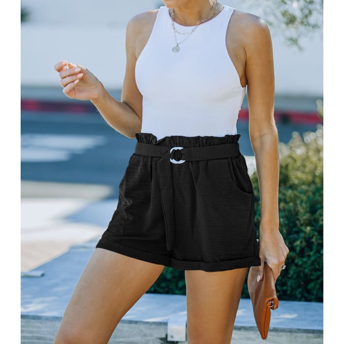 The Curated Closet - Black Paper Bag Shorts