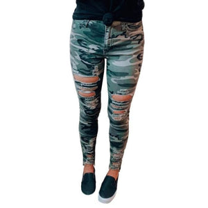 The Curated Closet - Distressed Camo Jeggings