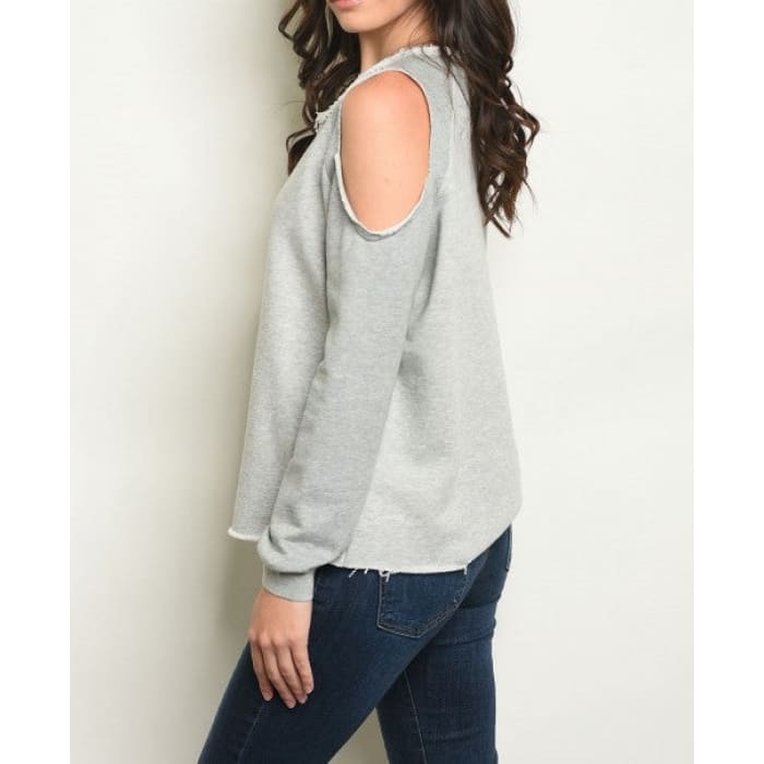 The Curated Closet - Gray Distressed Sweatshirt
