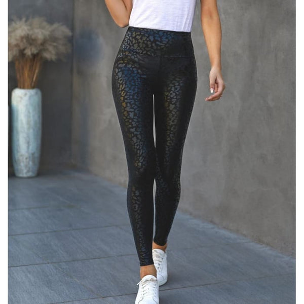 Silver leopard compression leggings – Ayden Rose