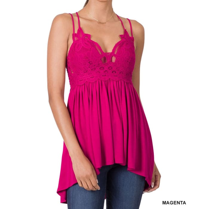 The Curated Closet - Magenta Lace Bralette Top