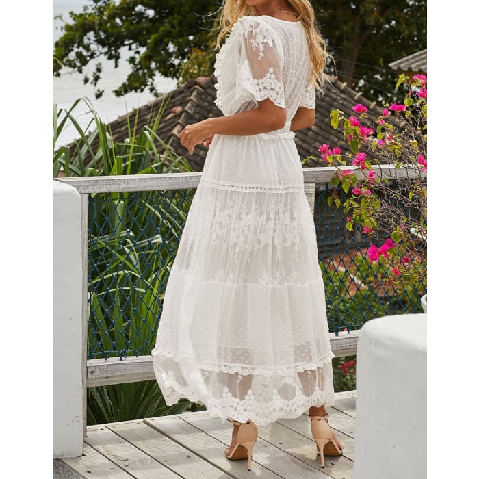 Romantic Swiss Dot/Lace Dress