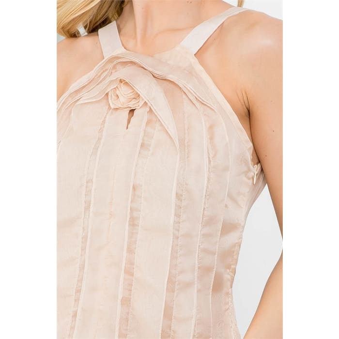 The Curated Closet - Sheer Halter Rosette Top