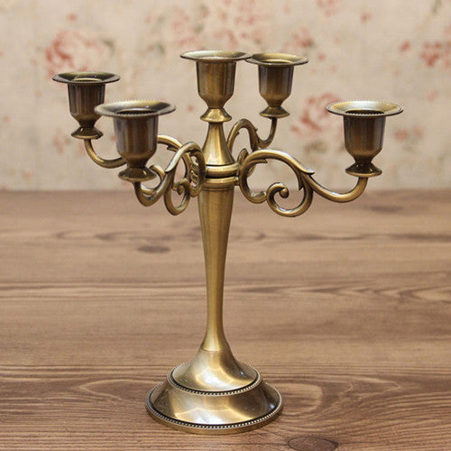 Wholesale Silver/Gold/Black/Bronze Metal Candle Holder 5-arms Candle Stand Wedding Candlestick Candelabra