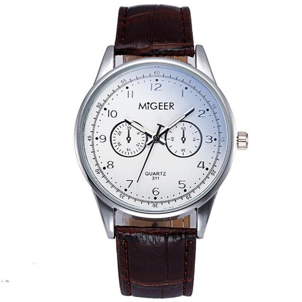 Monnre 2016 Brand Wrist Watches Men Striped Leather Watchband Quartz Watch Mens Sport Wristwatch Clocks Hours Relogio Masculino