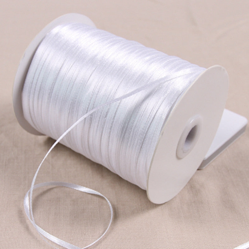 1/8" 3mm  Satin Ribbon for packing and bow & Garment Accessories 20y/lot 01 white