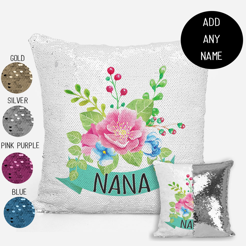 Mother's Day Gift Personalised Nana Magic Sequin Cushion
