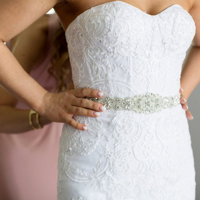 Silver Rhinestone Sash Belt Skinny Wedding Dress Belt Melissa
