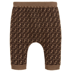 Brown Fendi Baby Logo Print Knit Pants 