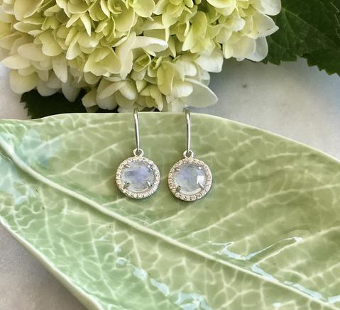  Sterling Silver and Moonstone Halo Earrings - Buy Jewellery Online - Bowerbird Jewels