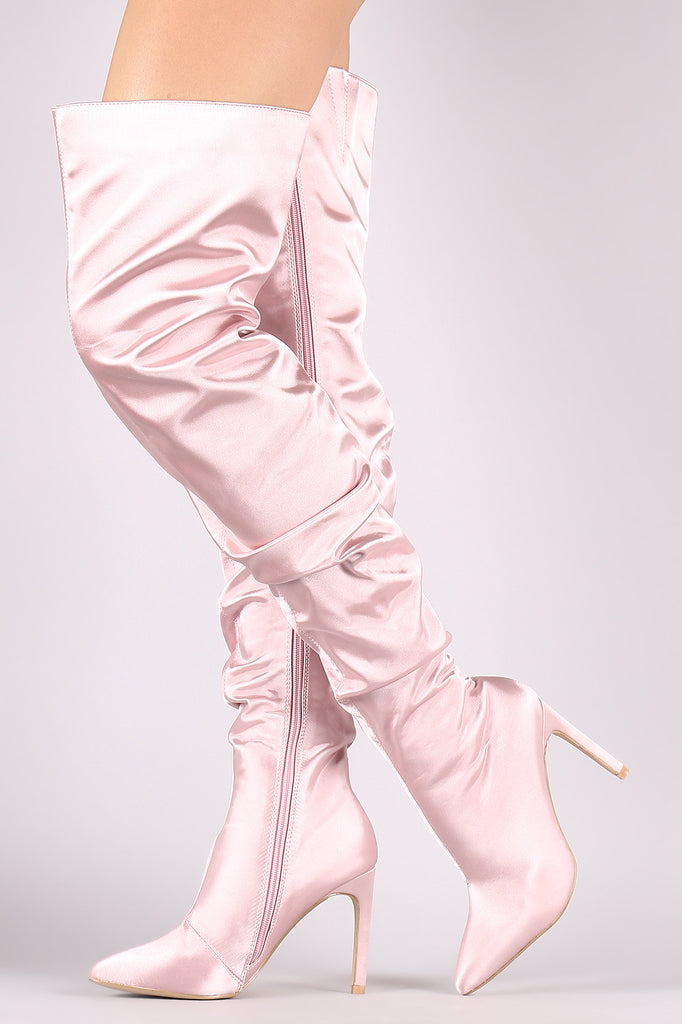 Slouchy Satin Pointy Toe Stiletto Over 