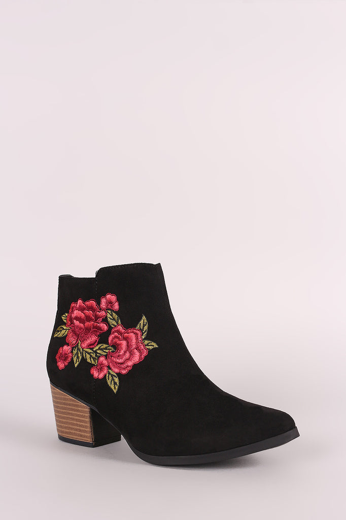floral chunky heel