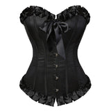 Sapubonva ladies gothic victorian corset lolita dress adjustable costume vintage lingerie bustier corset skirts set sexy brocade