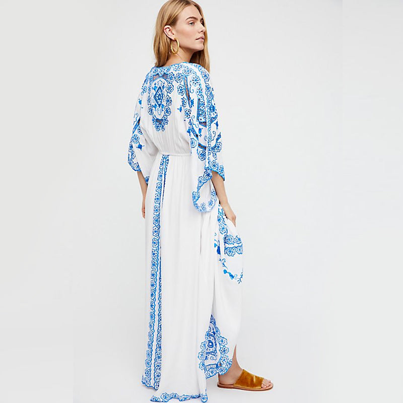 white embroidered dress long sleeve