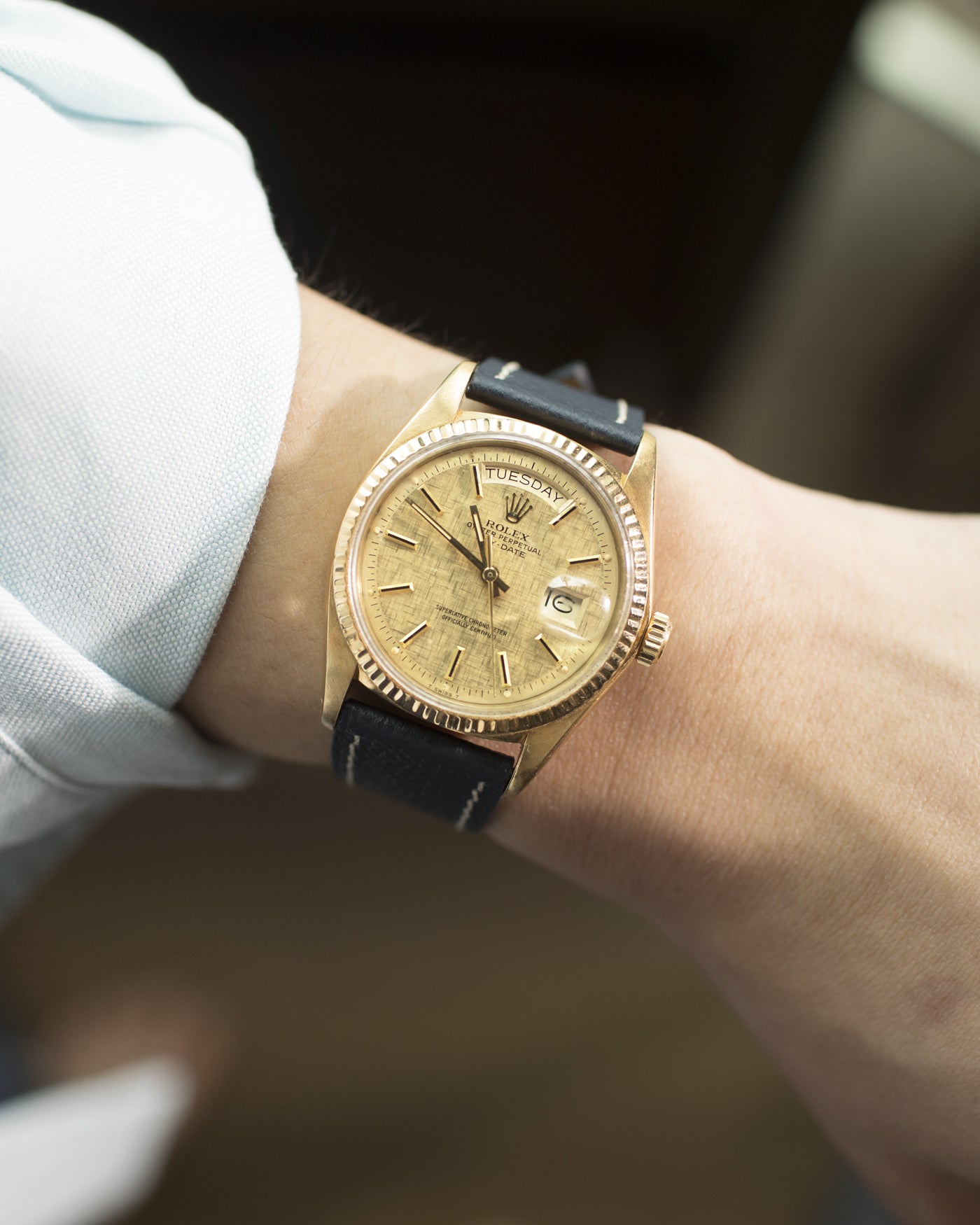 Rolex Day Date 1803 Linen Dial Watch 