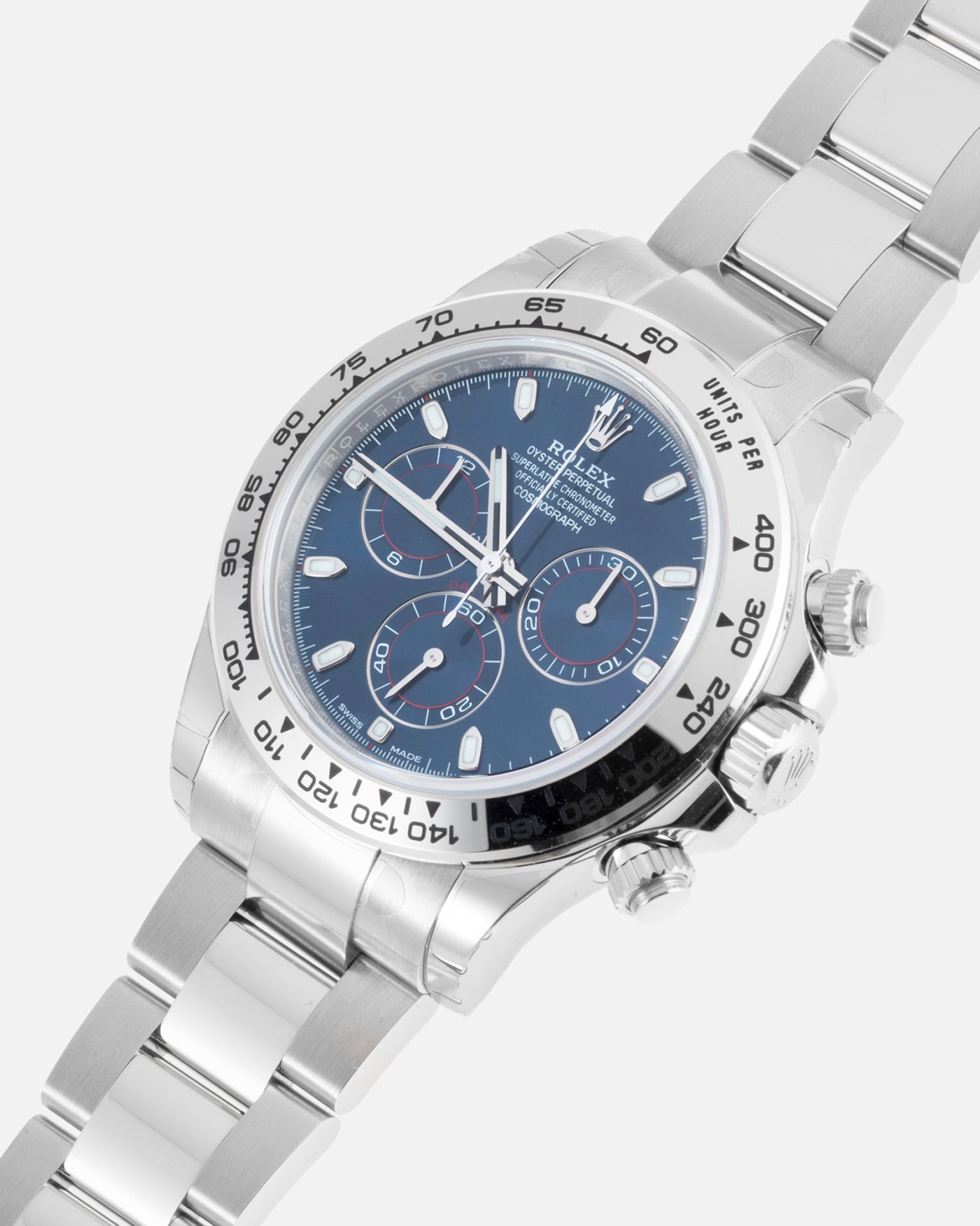 blue dial white gold daytona