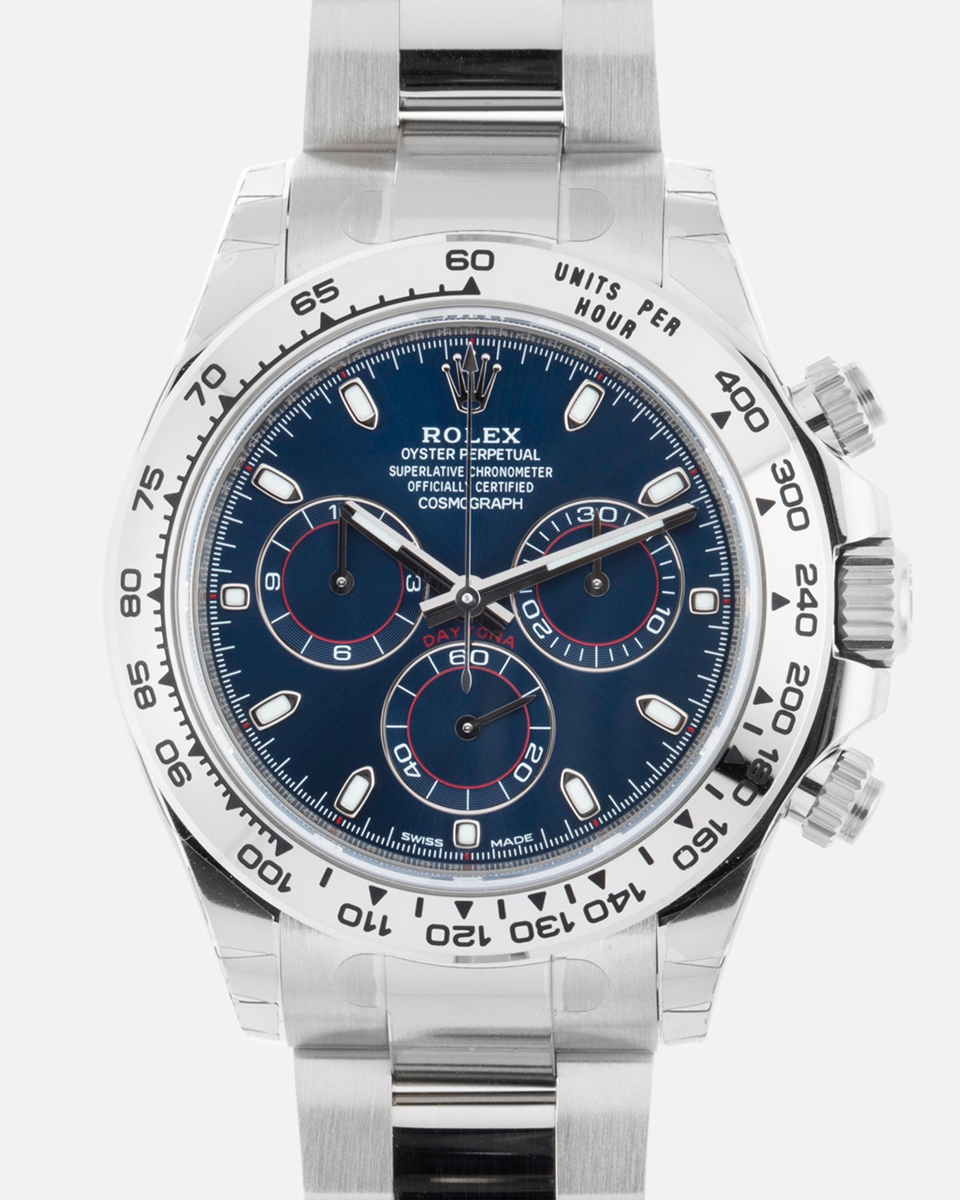 blue dial white gold daytona