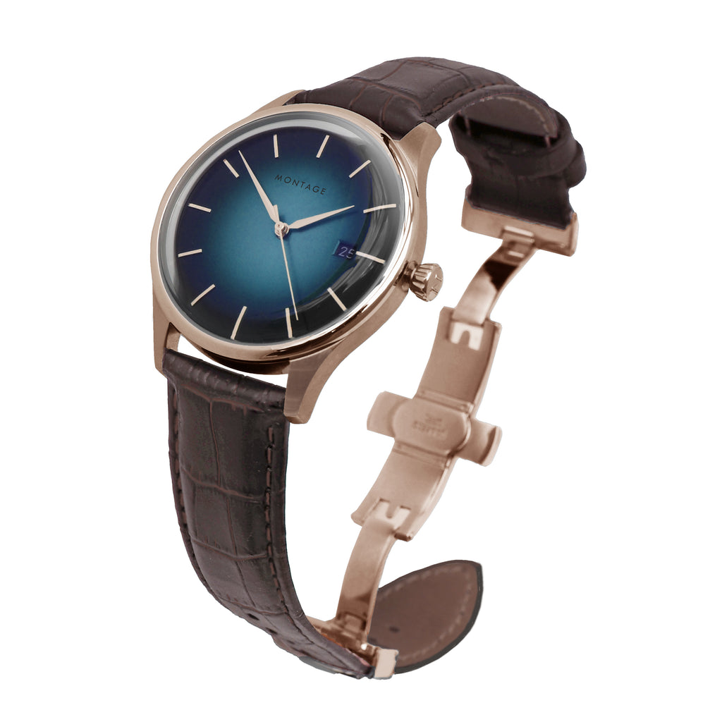 Prestige Ocean Blue Automatic Rose Gold – MONTAGE Watches