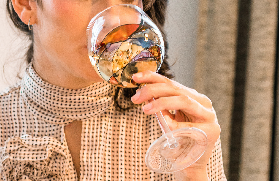 Set Of 4 Crystal Sagrada 10 Line Stained Glass Cornet Barcelona Wine  Goblets