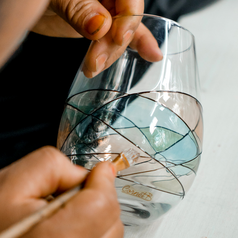 hand painted stemless wine glasses