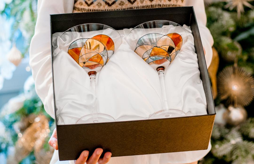 CORNET Barcelona Sagrada Hand-painted Martini Glasses Set of