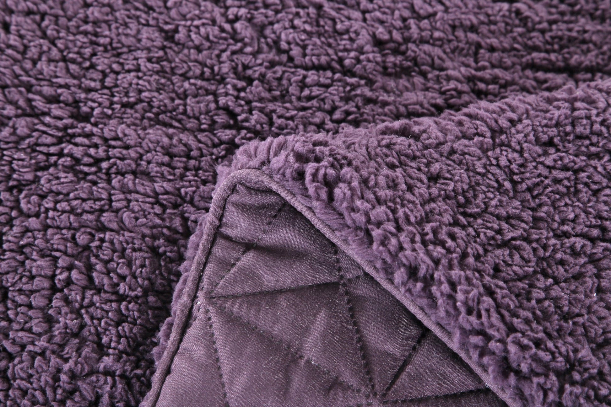 Eggplant Aubergine Reversible Soft Stitched with Sherpa Backside Quilt ...
