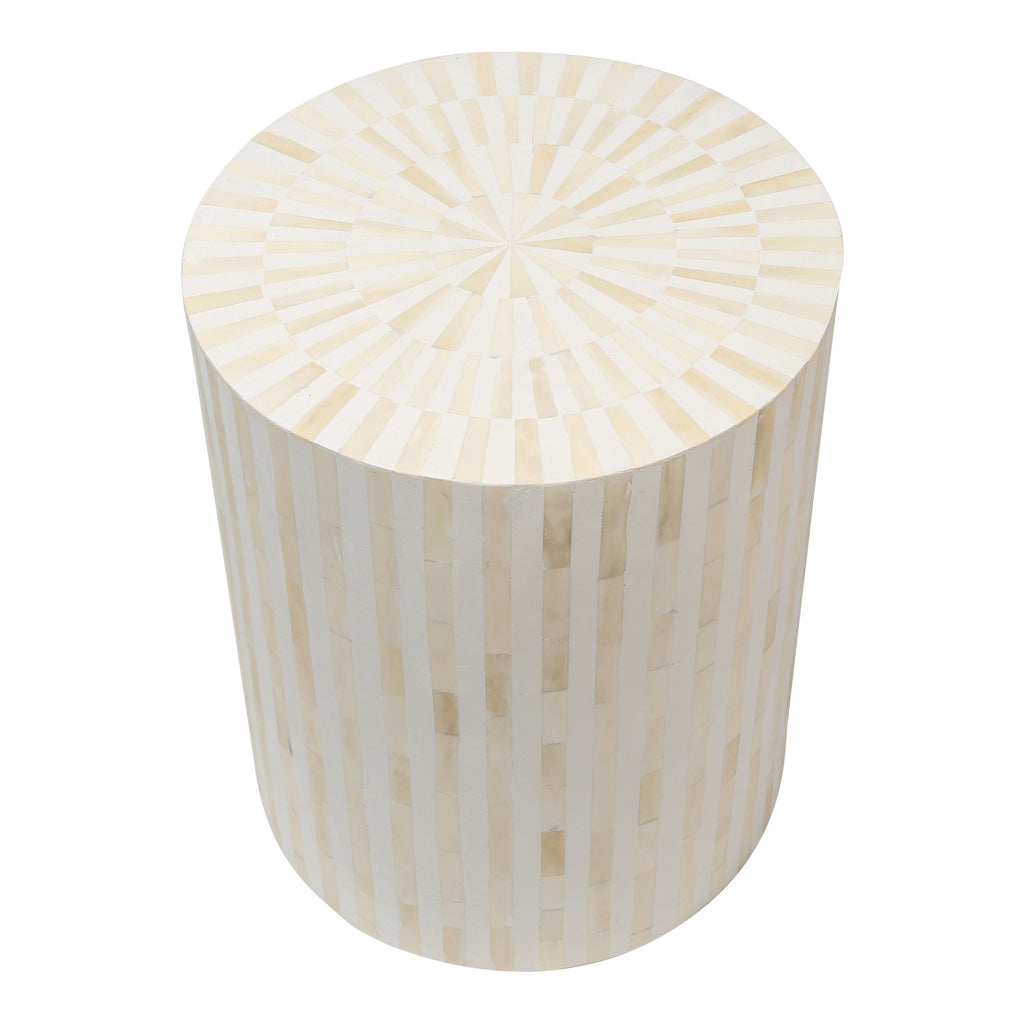 Bone Inlay Drum Side Table White Stripe Bone Inlay Home