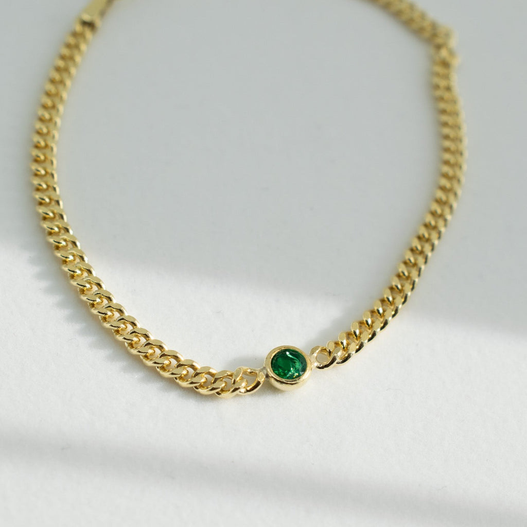 Bezel Curb Chain Bracelet | Green Bracelets Jewelry Design Group   