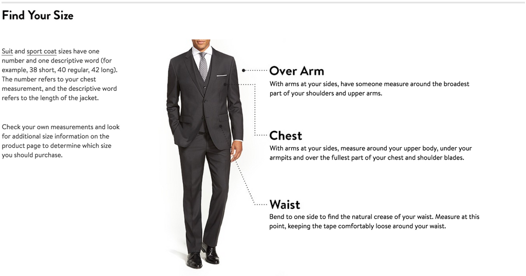 Sizing chart | SUITS OUTLETS