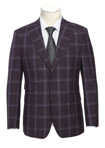 English Laundry 2-Piece Purple Window Pane Check Suit Wool Blend