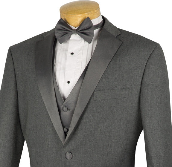 Santorini Collection - Regular Fit Gray Tuxedo 4 Piece with Vest Bow ...