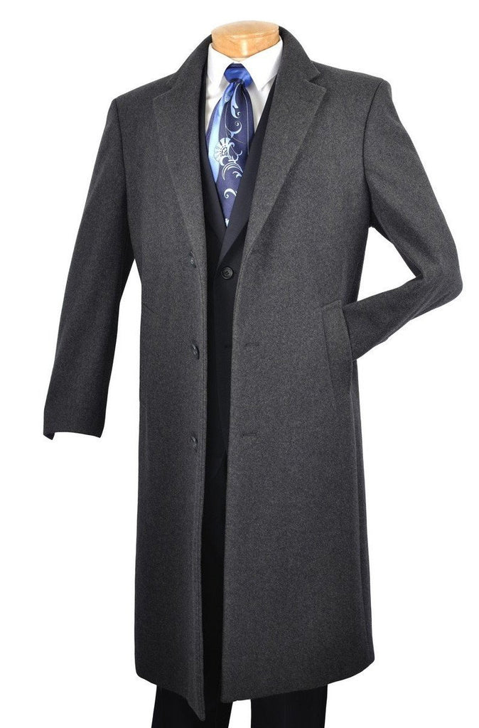 Charcoal Men's Dress Winter Top Coat 48