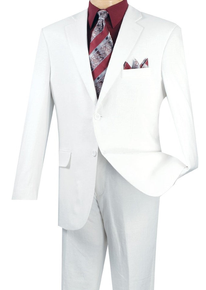 Linen Men's Regular Fit Suits 2 Piece 2 Button in White