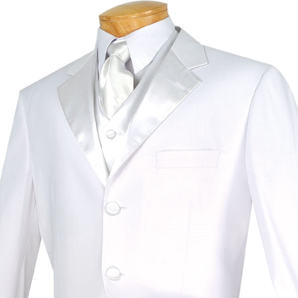 Men's Regular Fit Tuxedo 3 Piece with Vest White | Men's Fashion