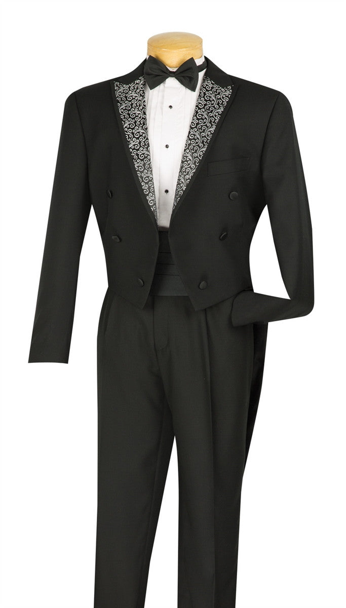 Regular Fit Black Tuxedo 4 Pieces with Vest Bow Tie Cummerbund | Men's ...
