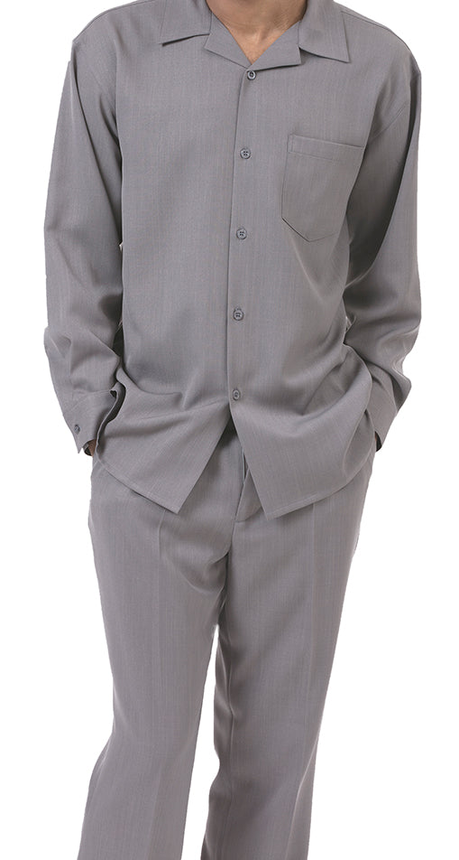 Men's 2 Piece Long Sleeve Walking Suit in Gray